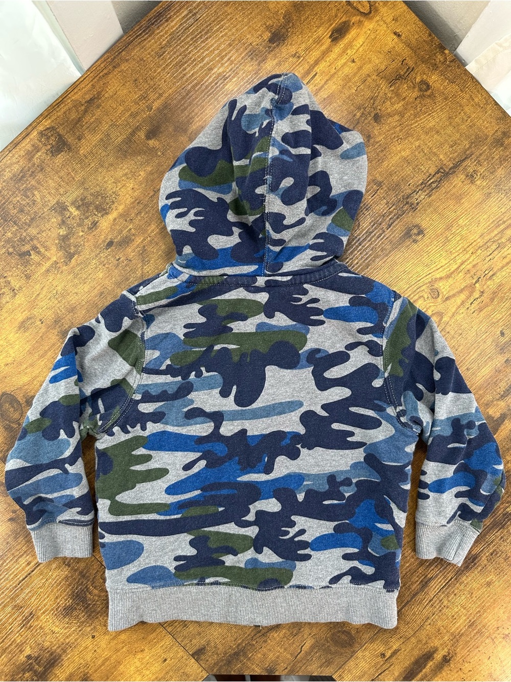 Hanna Andersson Blue Camouflage Supercozy Faux Shearling Lined Zip Hoodie, 4 - Picture 7 of 12